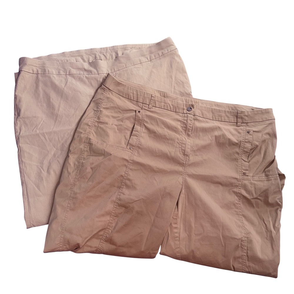 Chicos 2XL Bundle 2 Pair Tan Utility Trousers and Khaki Straight Leg Pants